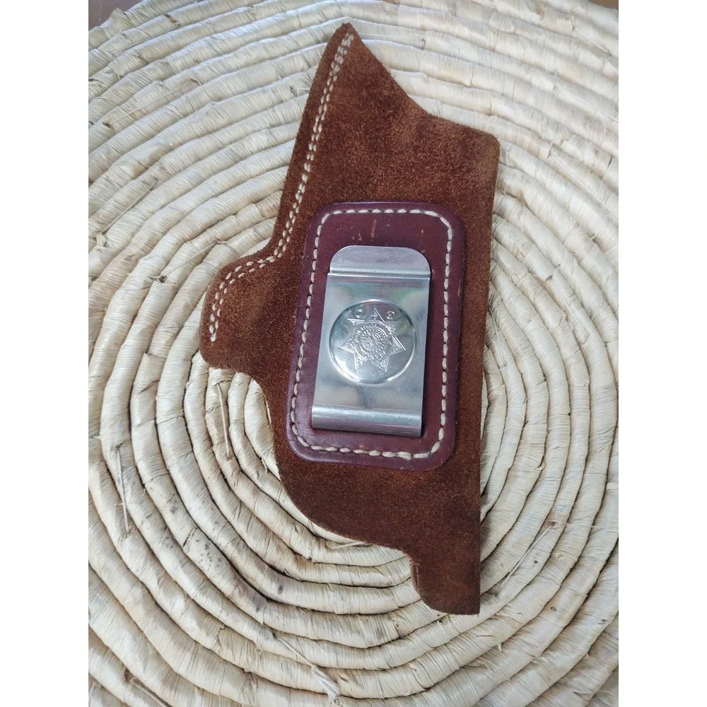 Vintage Bianchi Holster Gunleather Suede Leather Pistol Holder Belt Clip